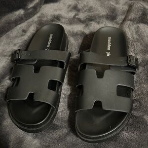 Madden Girl Black Slide Sandals